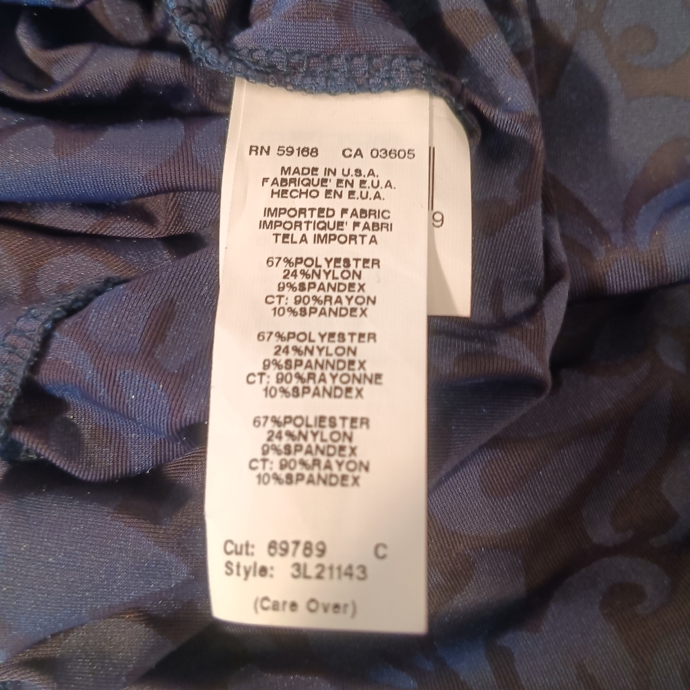 Karen Kane Top Women's Size Small Blue Velvet Burnout Top Blue Boat Neck - Picture 7 of 9